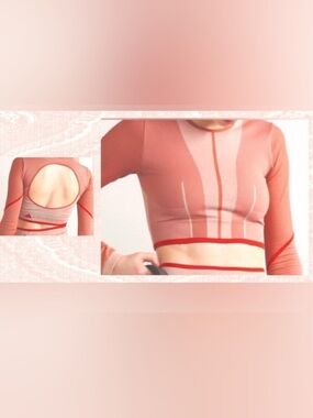 ADIDAS BY STELLA MCCARTNEY
Long Sleeve crop/cutout jacquard Yoga Top/Rose/Size M